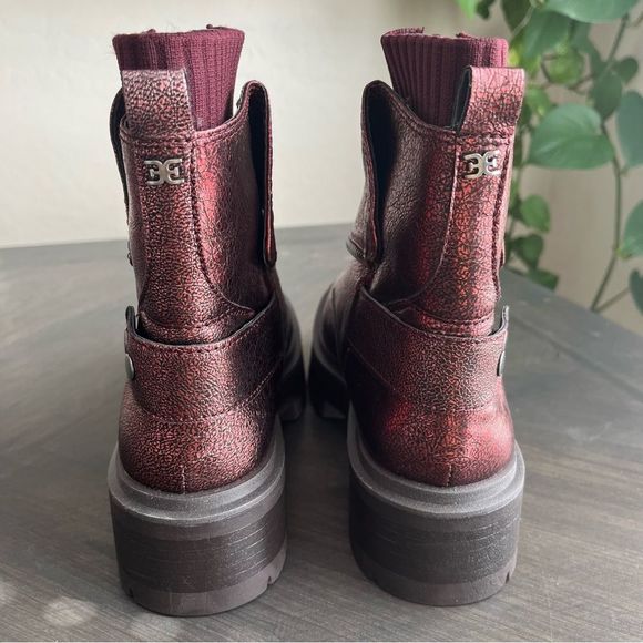 SAM EDELMAN Lind Moto Boots in Bordeaux Leather Size 8 - Picture 11 of 15